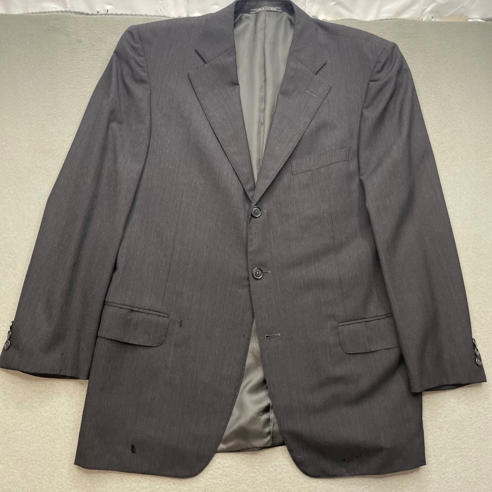 Ermenegildo Zegna Men Blazer 100% Wool 52R Charcoal Grey Italian Luxury Business